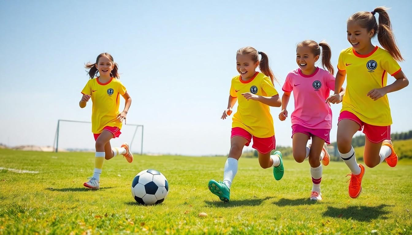 girls playing soccer